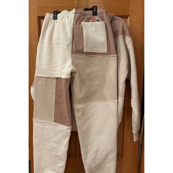 Melody Ehsani Gender Inclusive Patchwork hoodie and Sweatpants in Warm Taupe - Picture 8 of 12
